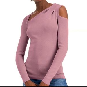 Plus size Asymmetrical Cold shoulder top Mauve (pink)